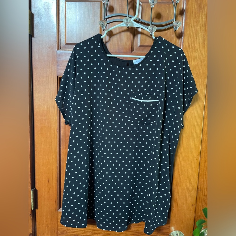 Black blouse with White polka dots